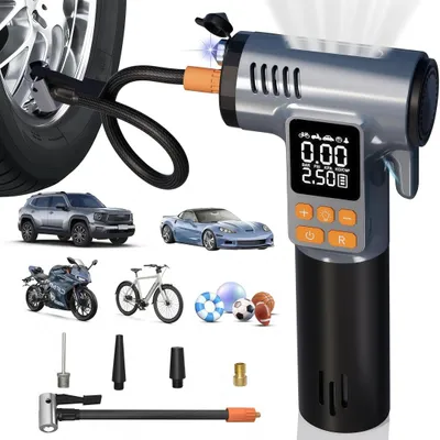 Produktbild von Elektrische Fahrradpumpe mit NotfallwerkzeugTragbarer 150PSI Luftpumpe mit 4000-mAh-Akku,elektrischer Luftkompressor,elektrische Pumpe, 5 Modi und LCD