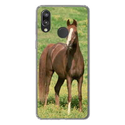 Produktbild von MuchoWow® Handyhülle Schutzhülle Hülle für Huawei P20 Lite (2020) Pferde - Gras - Braun Silikon Softcase Handy Hülle - Kartenhalter
