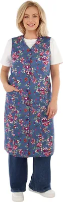 Produktbild von Damenkittel Baumwolle Hauskleid ohne Arm Kittel Schürze  bunt, Größe:56, Modell:Dunkelblau