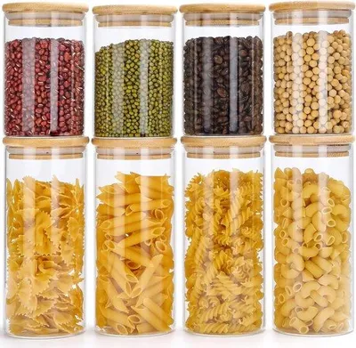 Image de Lot de bocaux de conservation en verre, 8 pièces, 900 ml + 500 ml, hermétiques