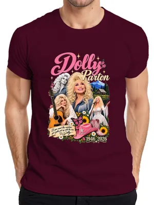 Produktbild von Dolly Parton Country Legende Sängerin 1946 2026 Rainbow Nashville Herren T-Shirt, Burgundy, M