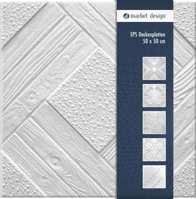 Produktbild von Deckenplatten aus Styropor EPS - Deckenpaneele leicht & robust im modernen Design - (16QM Sparpaket DUET 50x50cm) Deckenplatten Paneele Platte weiß
