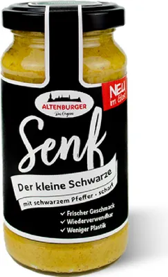 Produktbild von Der kleine Schwarze Senf mit schwarzem Pfeffer, 200 ml
