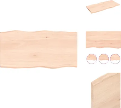 Produktbild von vidaXL Tischplatte 100x50x2 cm Massivholz Eiche Unbehandelt Baumkante -  Tischplatten