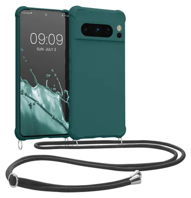 Produktbild von kwmobile Necklace Case kompatibel mit Google Pixel 8 Pro Hülle - Cover mit Kordel zum Umhängen - Silikon Schutzhülle Petrol