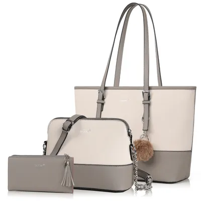 Produktbild von Mofut Handtasche Damen,Kleine Umhängetasche Damen,Tote Bag, Tasche Mittelgroß,Crossbody Bag,Handtaschen Damen Set Mit Quasten Geldbörse Damen und Pelz