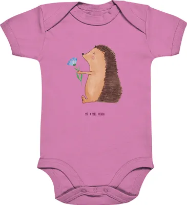 Produktbild von Mr. & Mrs. Panda Strampler Igel Blumen 12. - 18. Monat - Bubble Gum Pink - Geschenk, Kurzarmbody, Einteiler, Baby, Gute Besserung, babykleidung body, Lustige Sprüche