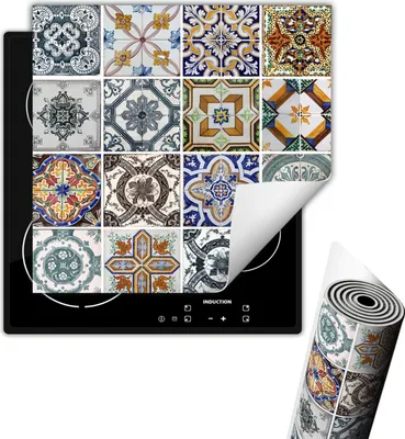 Produktbild von Herdabdeckplattee Glaskeramikkochfeld-Abdeckung 50x52 cm Anti Rutsch Matte Aufrollbar, Mosaik