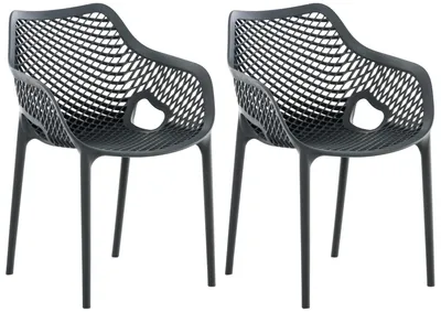 Produktbild von CLP Gartenstuhl Air XL 2er Set - Modernes Design, Kunststoff, Wetterfest, Stapelbar dunkelgrau