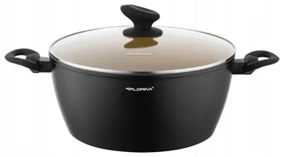 Produktbild von Florina AmVegan Aluminiumtopf Schwarz 26cm 4.8L mit Deckel