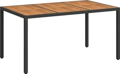 Zdjęcie produktu dla Stół ogrodowy vidaXL, czarny, 150 x 90 x 75 cm, z rattanu syntetycznego