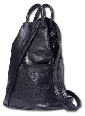 Image de Sac à dos noir pour femmes, en cuir véritable, modèle Florence, référence D3OTF604S