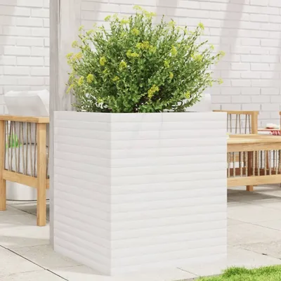 Productafbeelding van Maison Exclusive - Bloempot voor buiten, wit, 60 x 60 x 68,5 cm, massief grenenhout