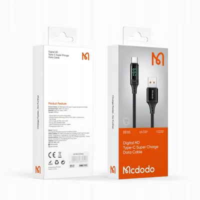 Produktbild von Mcdodo Digital Pro Usb-C 5A 66W 1.2M Schwarzes Telefonkabel