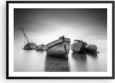 Produktbild von Gerahmtes Poster - Schwarzer Rahmen - £ódŸ Wrack Schiff - 70x50 cm - Wand Bild - Wanddeko - Wandbilder - Kunstposter - Wandposter - Bilderrahmen - Bilder - Kunstdruck - P2BAA70x50-4999