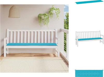 Immagine prodotto di vidaXL Cuscino per panchina da giardino in tessuto turchese 200x50x3 cm - Cuscino per seduta