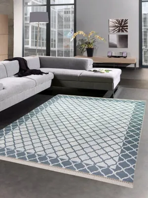 Produktbild von Teppich Wohnzimmerteppich marokkanisches Muster waschbar grau Größe - 160x230 cm
