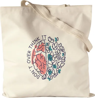 Produktbild von Don't Overthink Jutebeutel Stoffbeutel Canvas Spruch Mental Health Selbstbewusstsein Gehirn Positiv-Denken