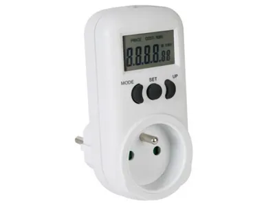 Produktbild von Perel Energiemessgerät, LCD-Anzeige, 230 V, 16 A, 3600 W, Typ E (französisches System), weiß