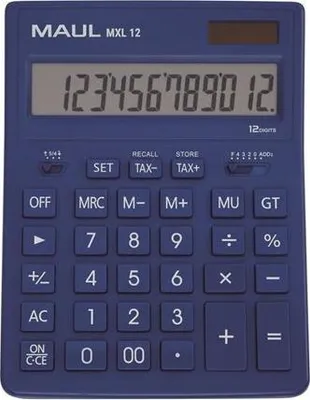 Image de MAUL Calculatrice de bureau MXL 12 affichage LCD 1 ligne, 12 chiffres pile solaire 20.5 x 15.5 x 3.5 cm bleu clair