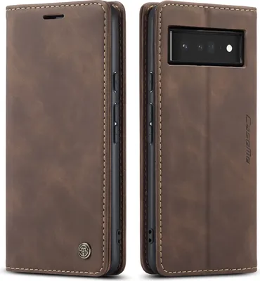 Obrázek produktu pro Pouzdro Google Pixel 6 Pro, retro kožené pouzdro zPolyuretans ochrannou funkcí stojánku pro Google Pixel 6 Pro Coffee