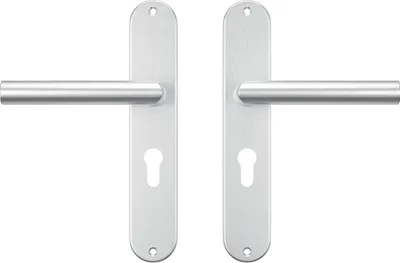 Produktbild von AXA Türbeschlagset Innentür - Oval Milan - Türgriff Aluminium - mit Zylinderbohrung - PC55 - Türgriff mit Schutzblech