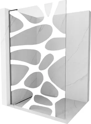 Produktbild von Mexen Kioto L Walk-in Duschwand 90 x 200 cm, weißes Muster, gun metal - 800-090-103-95-97