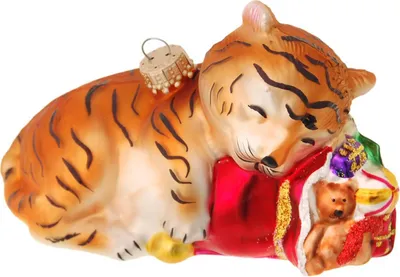 Produktbild von Krebs Glas Lauscha Weihnachtsbaumschmuck - Babytiger - aus Glas - ca. 10 cm - niedlicher Anhänger