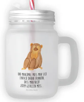 Produktbild von Mr. & Mrs. Panda Cocktailglas Affe - Transparent - Geschenk, Trinkglas, Becher mit Strohhalm, Afrika, Affen, glas deckel, Äffchen, Trinkgefäß, Liebe, Selfcare
