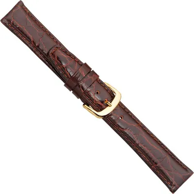 Produktbild von Herzog Uhrenarmband Leder Braun Kroko-Prägung leicht gepolstert 20907G, Stegbreite:14mm