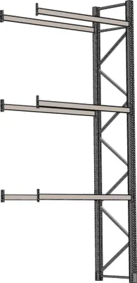 Produktbild von Feuerverzintkes Palettenregal, Anbaufeld , 4 Lagerebenen, max. Palettengewicht 1000 kg, Feldlast 9000 kg, BxTxH 2825x1100x6000 mm