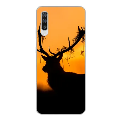 Produktbild von MuchoWow® Handyhülle Schutzhülle Hülle für Samsung Galaxy A70 Hirsch - Orange - Scherenschnitt - Tiere - Natur Silikon Softcase Handy Hülle - Schutzhaube