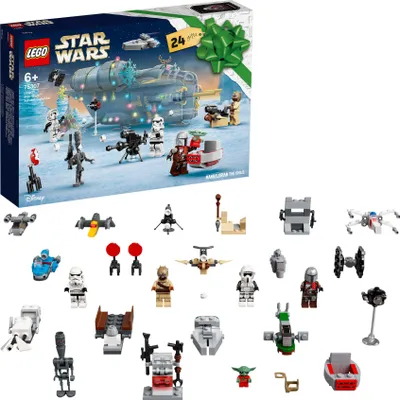 Produktbild von LEGO 75307 Star Wars Adventskalender 2021 Bausatz Mandalorianer Weihnachtsgeschenke für Kinder ab 6 mit Baby Yoda Minifigur