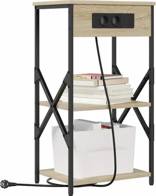 Image de vidaXL Table de chevet, lot de 2, chêne Sonoma, 41 x 31 x 76 cm, bois d'ingénierie