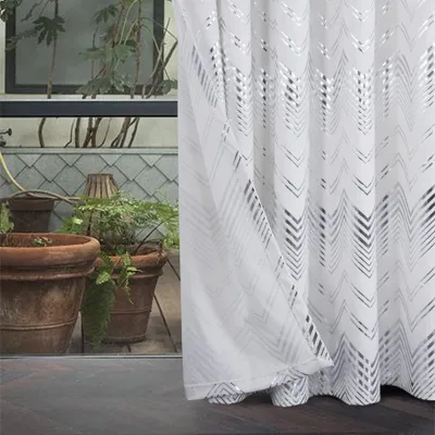 Samtvorhang mit Silberlinien, 2er-Set, 137x160 cm, Weiß, mit Ösen