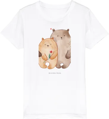 Produktbild von Mr. & Mrs. Panda Kleinkinder T-Shirt Bären Liebe 5-6 Jahre (110/116) - Weiß - Geschenk, für Kinder, Kindershirt, Mädchen, Freundin, Hochzeitstag, Umarmen, Bio, Kuscheln