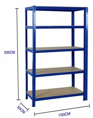 Immagine prodotto di Scaffale da garage/magazzino - Scaffale per carichi pesanti con 5 ripiani regolabili - 200×100×50 cm - Portata totale 875 kg, 175 kg per ripiano - Acciaio e MDF - Zincato/Blu
