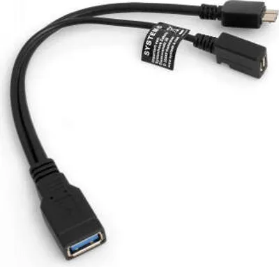Produktbild von SYSTEM-S OTG On The Go Host Kabel 3in1 USB 3.0 Typ A zu Micro USB 3.0 und Micro USB 2.0 Datenkabel 22 cm Y-Kabel