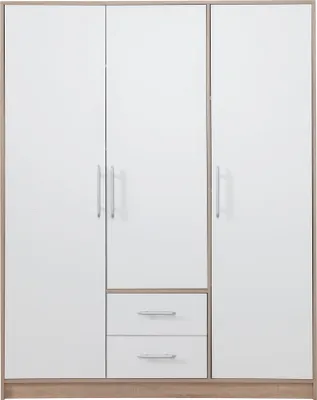 Obrázek produktu pro Šatní skříň 150x190x56 cm SMART SR2 Šatní skříň 3 dveře 2 zásuvky Sonoma dub/bílá