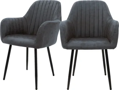Produktbild von ML-Design 2er Set Esszimmerstuhl mit Rückenlehne, Anthrazit, aus Kunstleder
