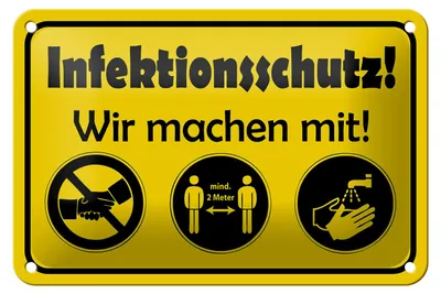 Produktbild von Blechschild Hinweis 18x12cm Infektionsschutz Wir machen mit