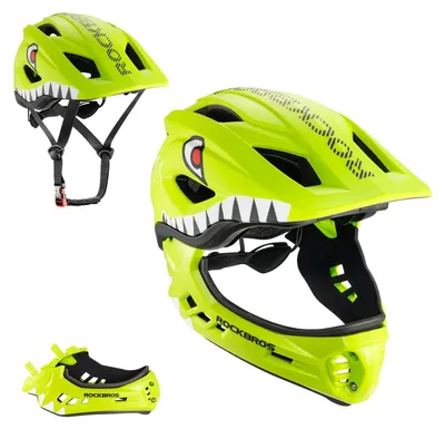 Kinder-Fullface-Helm mit abnehmbarem Kinnschutz, mattgrün, S (48-52 cm)
