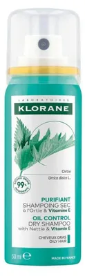 Obrázok produktu pre Klorane Suchý šampón na seboreguláciu mastných vlasov so žihľavou a vitamínom E, 150 ml