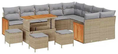 Immagine prodotto di Set divano da giardino vidaXL con cuscini, 13 pezzi, beige e grigio chiaro