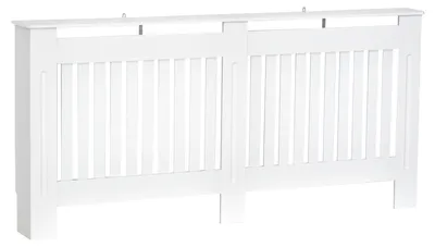 Zdjęcie produktu dla Osłona na grzejnik, konstrukcja żaluzjowa - 172x19x81 cm - MDF - Biały - Obudowa grzejnika - do salonu i sypialni