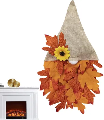 Productafbeelding van Herfstkabouters Decoratie - Tuinkabouters Sfeermaker - Huis Verfraaien - Esdoornblad Details - 40 x 20 cm - Multicolor