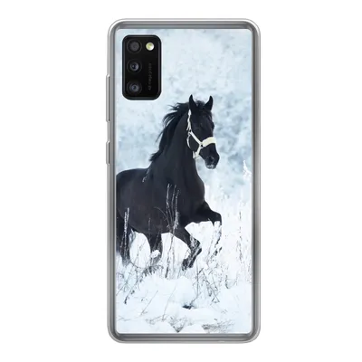 Produktbild von MuchoWow® Handyhülle Schutzhülle Hülle für Samsung Galaxy A41 Pferd - Schnee - Winter Silikon Softcase Handy Hülle - Mobiltelefon
