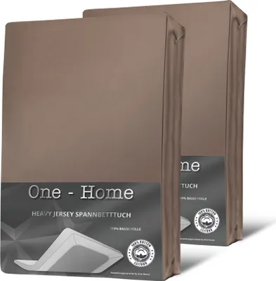 Produktbild von 2 Spannbettlaken Bettlaken taupe 120x200 - 130x200 cm Heavy Jersey Baumwolle Set