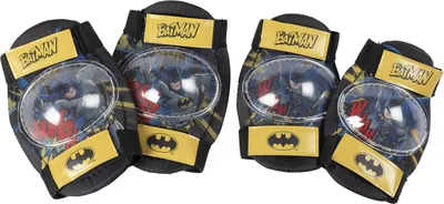 Immagine prodotto di Set di protezione Tataway Livello 1, gomitiere, ginocchiere, bambini, Batman Man Bat, DC Comics, sicurezza in bicicletta, giallo, nero, supereroe