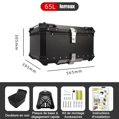 Obrázek produktu pro Motorbox – Motocyklový kufr – Horní kufr – Motocyklový kufr – Přihrádka na helmu – Objem 65 litrů – Hliník – Voděodolný
